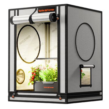 Тент для вирощування Spider Farmer Kleines 60x60x80 см для AeroGarden з дверцятами на блискавці, оглядовим вікном, знімним піддоном, світловідбиваючою плівкою Mylar 2000D, для гідропонної системи SmartG12. Білий, 60x60x80 см