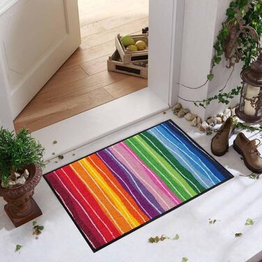 Килимок для дверей Salonloewe Хвилясті лінії Смужки Різнокольоровий 50x75 см 50 x 75 см (Прямокутний) Різнокольоровий