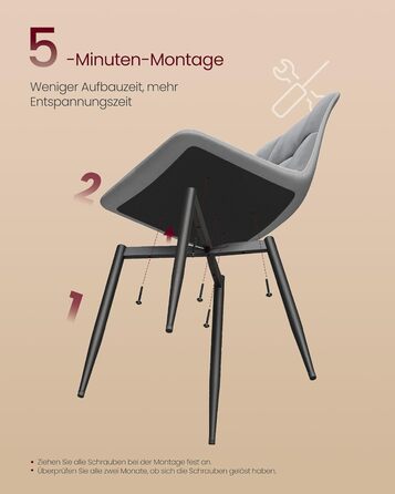 Обідні стільці VASAGLE з оксамитового оздоблення, кухонні стільці (витримують вагу до 120 кг), крісла з регульованими ніжками, сучасні, м&39які, для вітальні, комплект з 4 шт. , сірий сланцевий колір KDC080GN01 Комплект з 4 шт. , сірий сланцевий колір