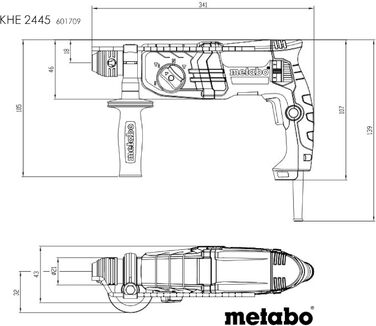 Комбінований перфоратор Metabo KHE 2445 - 601709500 - Комбінований перфоратор для перфорації, свердління та довбання - довжина каб