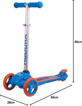 Дитячий триколісний самокат HUDORA Flitzkids 2.0 міцний, з широкою платформою та регулюванням висоти, до 50 кг, алюміній, синій