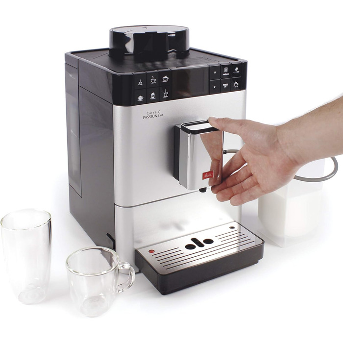 Повністю автоматична кавоварка з контейнером для молока, функцією одного дотику, повністю автоматична кавоварка сріблястого кольору, 531-101