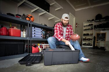 Спортивний багажник Plano - військовий контейнер для зберігання з кришкою, міцний, великий, для кемпінгу та армійського використання, ідеально підходить для полювання, пейнтболу, страйкболу або домашнього використання, різні кольори, середній, чорний