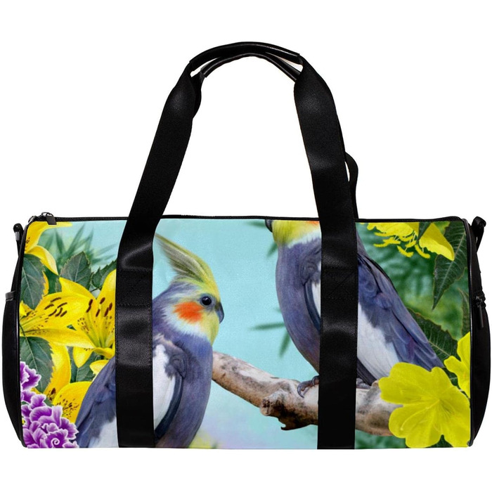 Спортивна сумка, маленька дорожня сумка, сумка для шопінгу та йоги, сумка з принтом Птах, Квіти, Папуга, сумка для фітнесу на відкритому повітрі, ручна поклажа