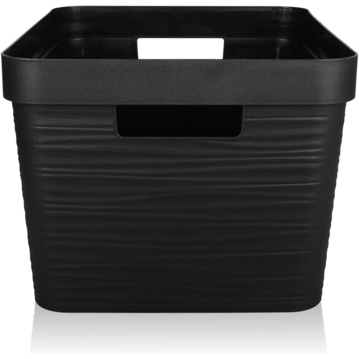 Набір із 6 ящиків для зберігання Stimo об&39ємом 30 л, пластикові кошики для зберігання з ручками, для полиць у ванній кімнаті, органайзери (чорний, набір із 6 предметів 30 л) Чорний набір із 6 предметів 30 л