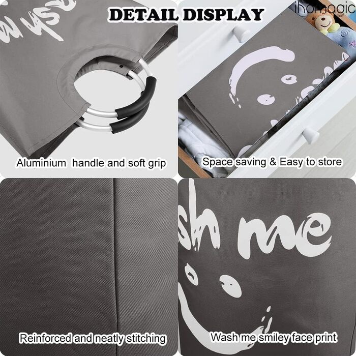 Кошик для білизни з ручками 91L Окремо стоячий кошик для білизни Розбірний, мішок для брудної білизни зі смайликом для брудної біл