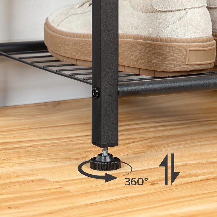 Вішалка для одягу HOOBRO, Вішалка для взуття з шафою, Вішалка для одягу з місцем для зберігання взуття, Шафа для взуття з 5 полицями, для передпокою, Темно-коричневий EBF80MT01G2 80 x 32 x 190 см (Д x Ш x В) Вінтажний коричневий чорний