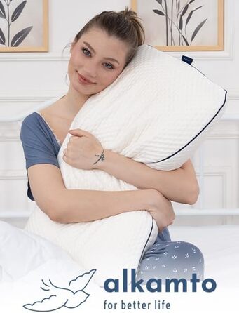 Подушка alkamto з піни з ефектом пам&39яті 70x45 см Ергономічна подушка для підтримки шиї Сертифіковано Oeko-Tex Терморегулюючий чохол Гіпоалергенна та придатна для прання Для сну на спині та на боці