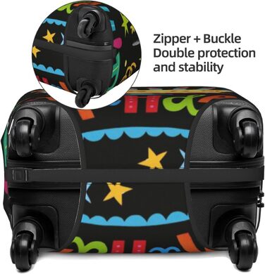 Чохол для валізи Щасливого Дня Народження, великий розмір, захисний, міцний, підходить для валіз розміром 45.7 - 81.3 см, XL, чорний