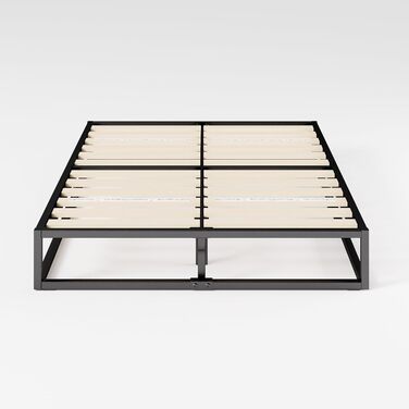 Каркас ліжка Zinus Joseph 140x200 см - Металеве ліжко 140x200 з дерев&39яною рейковою основою - Платформа заввишки 25 см з простором під нею - Компактне пакування та легке складання - Чорний колір 140x200 см, висота 25 см