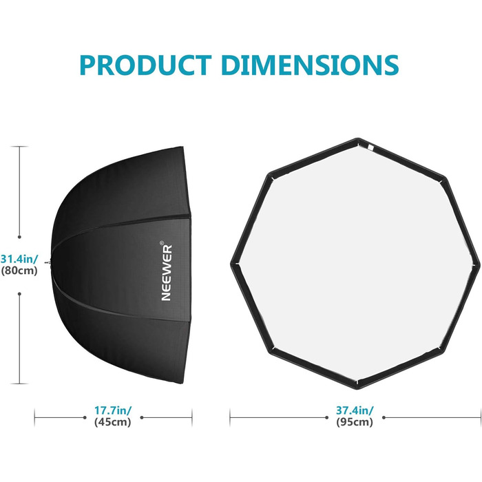 Восьмикутний софтбокс Neewer 95 см з чохлом для перенесення, сумісний зі спалахом Speedlite, студійним спалахом, портативною парасолькою, софтбоксом для фотостудії, портрета, предметної зйомки