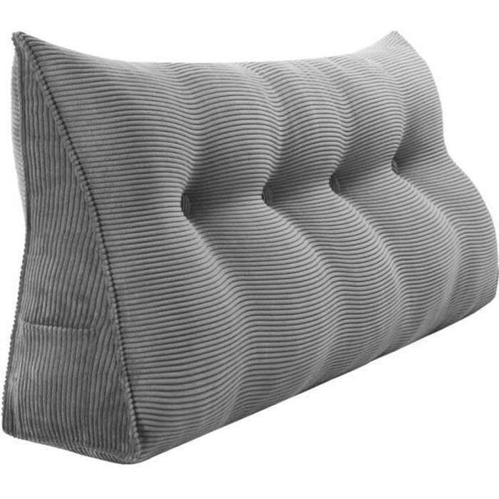 Подушка для читання з клиноподібною спинкою, подушка для спинки ліжка, трикутна, поперекова підтримка, велика спинка ліжка, диван, сіра (сіра, 140 x 50 x 20 см) Сірий 140*50*20 см