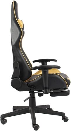 Геймерське крісло з підставкою для ніг, обертове, золотистий ПВХ