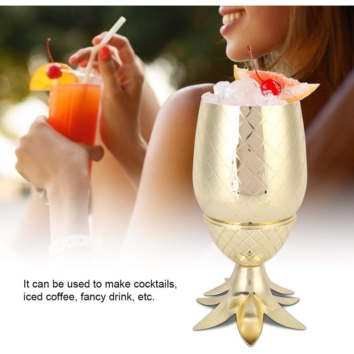 Келих для коктейлів з нержавіючої сталі, елегантний позолочений барний аксесуар для барменів та домашніх барів, міцний, стійкий до іржі, 380 г