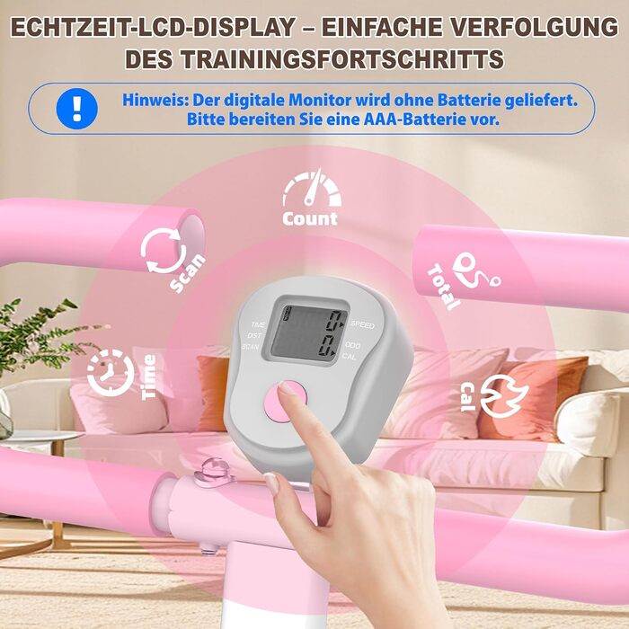 Степер для домашнього використання покращений пристрій для вертикального скелелазіння, тренажер для скелелазіння для тренувань усього тіла зі стабільною конструкцією рами та регульованими ручками, рожевий