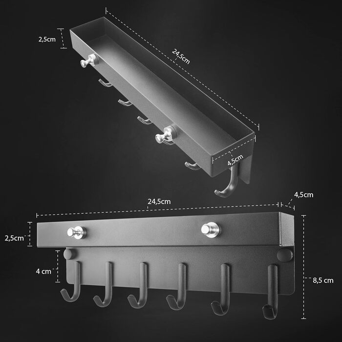 Дизайнерська ключниця FOSIEN з поличкою та магнітним тримачем для нотаток без свердління / прикраса передпокою як органайзер для к