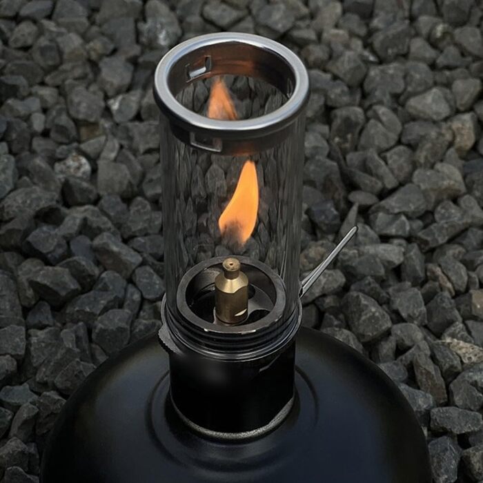 Ліхтар, паливні ліхтарі, газовий ліхтар для міні-кемпінгового ліхтаря, термостійке скло, чорний газовий ліхтар