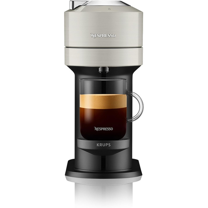 Машина Krups XN910B Nespresso Vertuo Next Кавова капсульна машина Кавоварка Nespresso Резервуар для води 1,1 л 6 розмірів чашок Функція вимкнення живлення 54 переробленого пластику Світло-сірий без піноутворювача молока