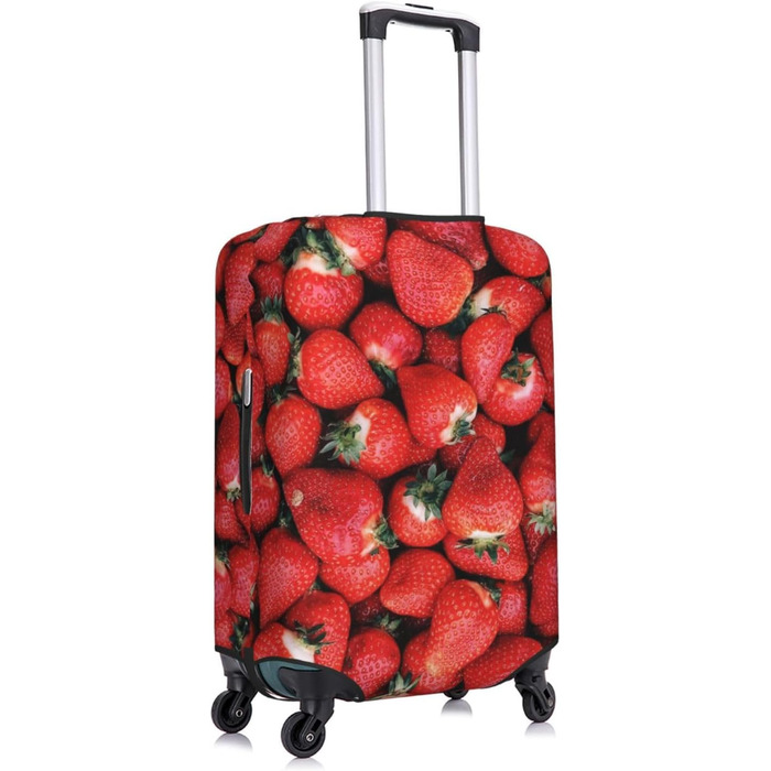 Чохол для валізи Полуничний сад з еластичної тканини, захисний від подряпин та пилу, чорний, розмір 95