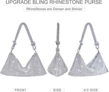 Золотиста Клатч для жінок, срібляста вечірня сумочка, сумочка з діамантами, сумка на ланцюжку, срібляста з блискавкою, клатч з камінням, гаманець, сумка через плече для вечірки, відпочинку, побачення (A-Срібло)