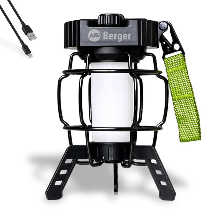 Ліхтар для кемпінгу BERGER Trueno Акумуляторний світлодіодний кемпінговий ліхтар із зарядкою через USB Вуличний ліхтар із регульованою яскравістю Бездротовий аварійний ліхтар, ідеально підходить для відключень електроенергії, наметів, походів та майстерен
