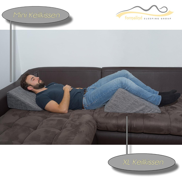 Фантастична міні-клинна подушка 60x40x20 см універсальна клиноподібна подушка. Подушка для читання для ліжка та дивана. Зручна спинка з чохлом, який можна прати. Формостійка рефлюксна подушка. Сірий меланж