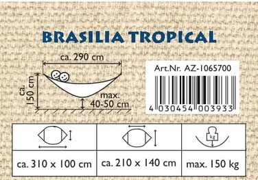 Гамак StoreoAS Rod XL Brasilia Tropical ручної роботи в Бразилії 210 х 140 см для 1-2 осіб до 150 кг кольоровий смугастий