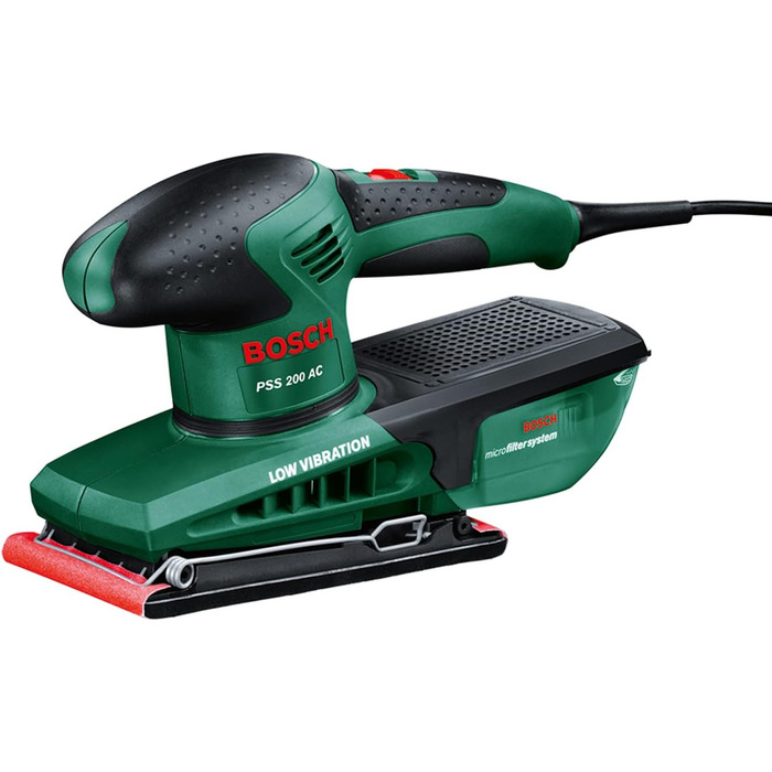 Орбітальна шліфувальна машина PSS 300 AE від Bosch, шліфувальний лист P120, мікрофільтр Bosch, кейс (250 Вт, частота коливань 14 0