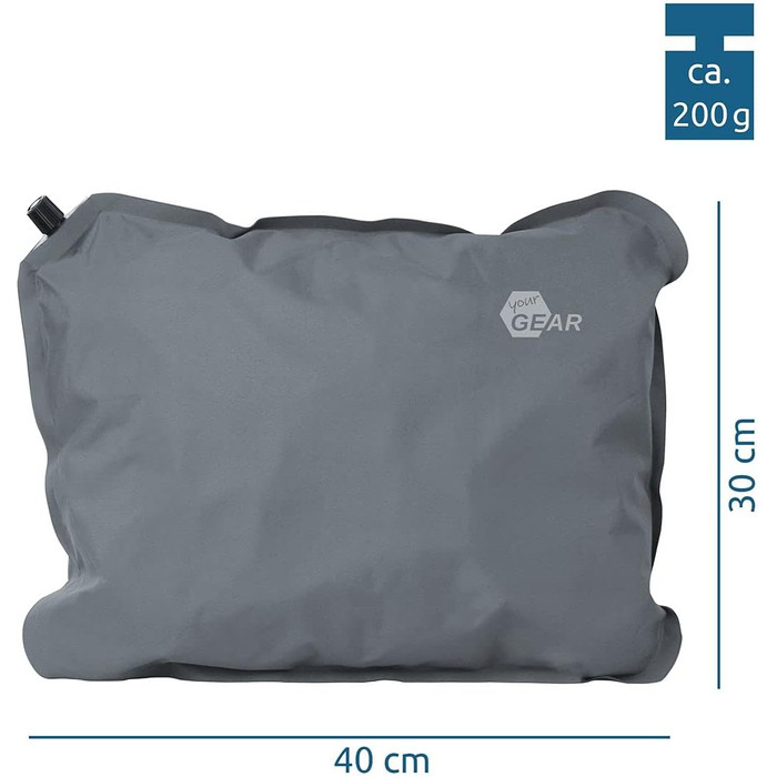 Ваш набір дорожніх подушок GEAR - 2 шт. Relax Pillow 40x30 см, м'який наповнювач, 8-12 см Надувна надувна подушка зі змінною висот