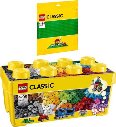 Конструктор LEGO Classic 10696 + Зелена Базова Пластина 10700, 484 деталі