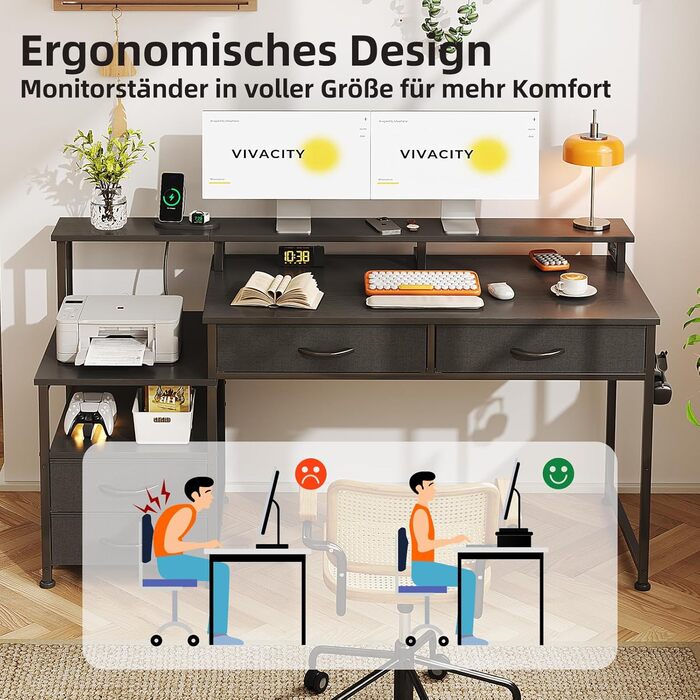 Письмовий стіл MUTUN з 4 шухлядами та тримачем для навушників