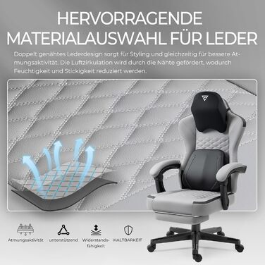 Ігрове крісло з підігрівом та масажною поперековою опорою, ергономічне ігрове комп&39ютерне крісло з пружинними подушками та підставкою для ніг, крісло для ПК з високою спинкою та відкидним кріслом для дорослих, сірий колір