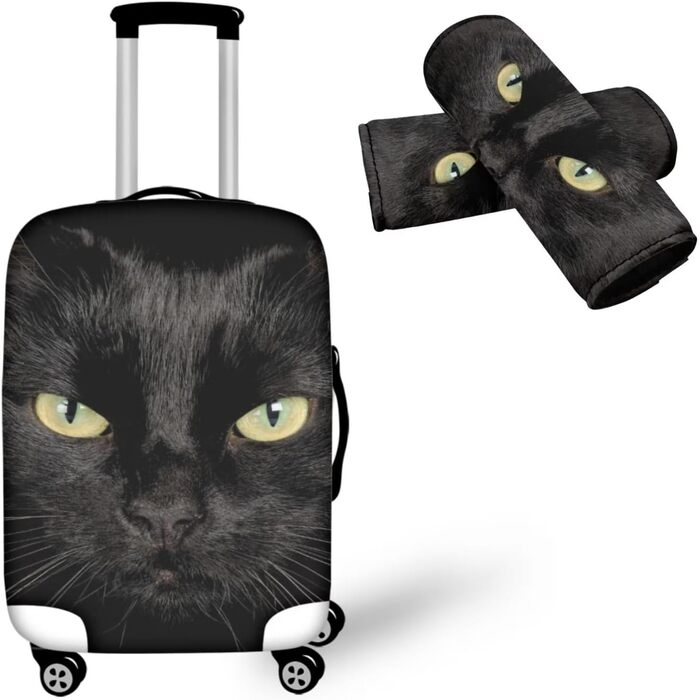 Захисні чохли для валіз, ручка для перенесення, чорний кіт, 90 см, 3