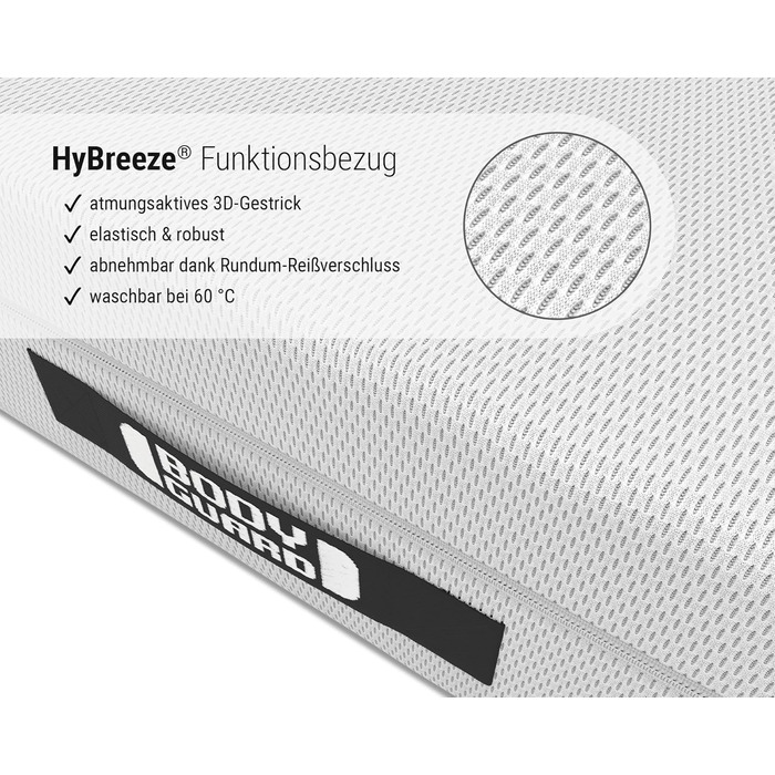 Матрац Bodyguard bett1 Anti-Cartel Переможець тесту Stiftung Warentest Оцінка 1.6 (Тест 2/2024, середньої жорсткості та жорсткості, 90x200 см, 2 рівні жорсткості в 1, чохол можна прати при температурі до 60 градусів, Oeko-TEX 100, піна QX) середньої жорст