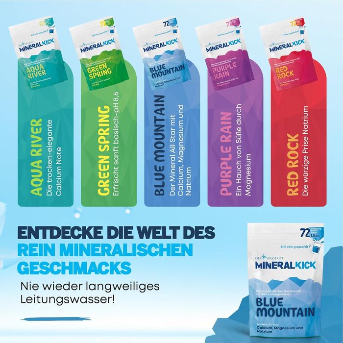 Для вашої водопровідної води - BLUE MOUNTAIN, мінерально збалансована кальцієм, магнієм і натрієм - становить 72 літри