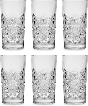 Довга склянка Libbey Hobstar - 355 мл / 35,5 мл - 6 шт. - вінтажний дизайн - можна мити в посудомийній машині - висока якість 6 шт