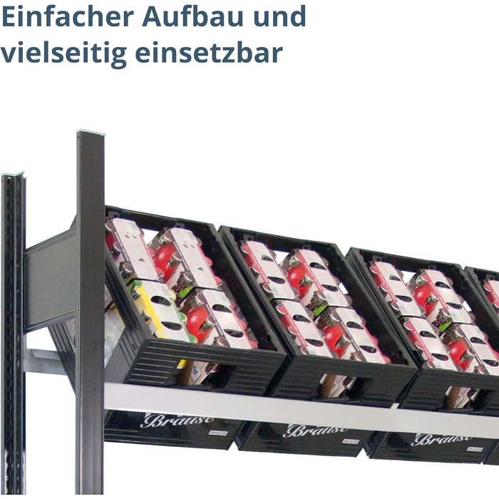 Стелаж для напоїв SCHULTE Regalwelt до 12 ящиків, 180x136x30 см (ВxШxГ), вантажопідйомність на полицю 60 кг, чорно-сріблястий