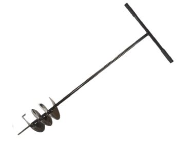 Сталевий ручний бурильник F & R для створення отворів у ґрунті, з гумовими ручками. Бур для земляних робіт у саду, будівництві та ландшафтному дизайні. Лопатовий бур, бур для стовпів, садовий бур, Ø 140 мм.