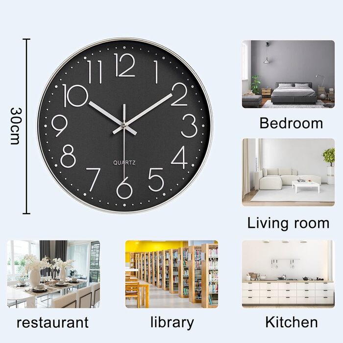 Настінний годинник Nutabevr 30 см, сучасний кварцовий безшумний настінний годинник круглий без цокання декоративний настінний годи