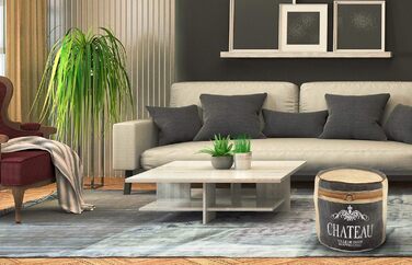 Круглий пуф/табурет Kobolo - Chateau - з полотна - з аплікаціями