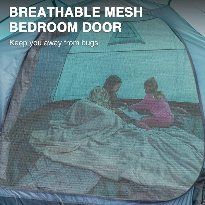 Портальний намет 3-4 особи кемпінговий водонепроникний купольний намет 4000 мм з тентом сімейний намет фестивальний намет для кемпінгу, подорожей, трекінгу, саду синього кольору