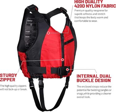 Рятувальний жилет Zeraty для дорослих, плавальний жилет, плавальна куртка для риболовлі, вітрильного спорту, серфінгу, катання на човні, каякінгу для водних видів спорту, XL/XXL, червоний