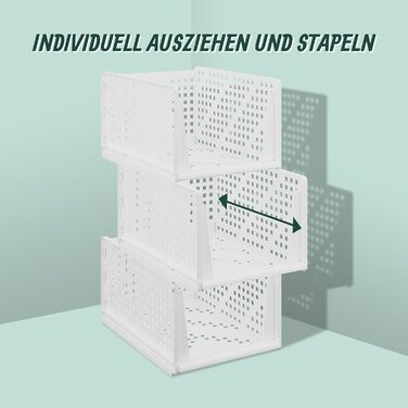 Комплект органайзерів для гардеробу Relaxdays із 3 предметів, коробки для зберігання речей, що штабелюються, 24,5x33,5x43,5 см, розсувні, білі, великі