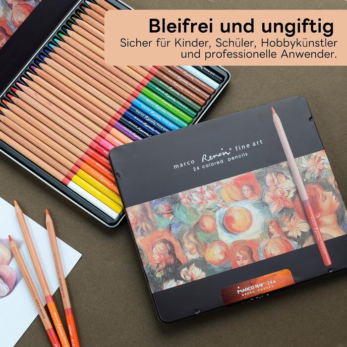 Кольорові олівці MARCO для дорослих - набір із 120 яскравих кольорів, ідеальні професійні олівці для живопису олією, дерев&39яні олівці, кольорові олівці в залізній коробці для студентів-художників та професіоналів, упаковка із 120 олійних олівців