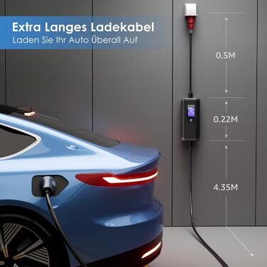 Зарядний кабель bokman тип 2 з вилкою CEE, 5 метрів 6-16А 11кВт 3-фазний IP65 водонепроникний, портативний зарядний пристрій для е