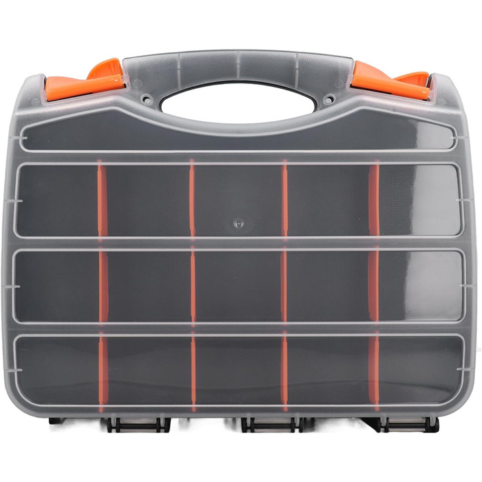 Двосторонній органайзер для деталей Haofy з кількома відділеннями та прозорою кришкою, міцний ПВХ-пластик для обслуговування та технічних цілей, портативна коробка для зберігання