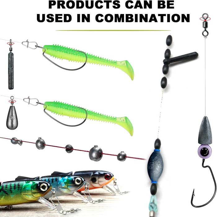 Набір рибальських гачків із 306 предметів, рибальські снасті, набір рибальських вантажів із грузилами, гумові поплавці, рибальські гачки, джиги, рибальські намистини, вертлюги, карабіни, набір рибальського спорядження з коробкою снастей