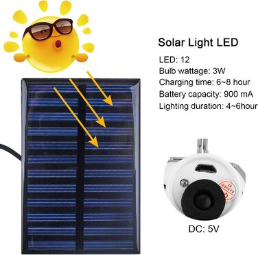 Світлодіодна сонячна лампочка Сонячні лампи для вулиці 1 шт. з кабелем 3М, сонячний ліхтар Кемпінговий ліхтар Підвісна лампа з сон