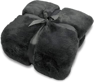 Плед для вітальні, штучне хутро, Rabbit Deluxe, 150x200 см, 750 г/м, плед зі штучного хутра (сірий), сірий, 150 x 200 см