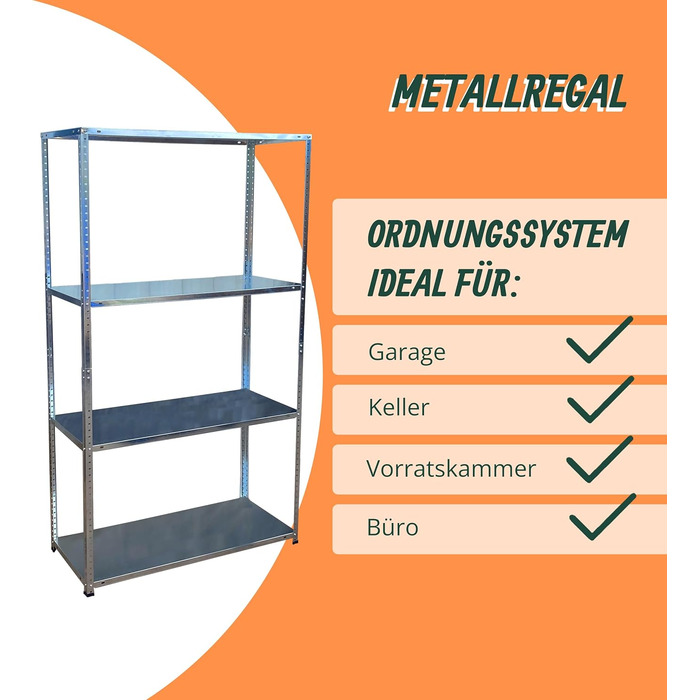 Стелаж для зберігання Relaxdays, сталь, ВШХ 145x75x30 см, до 160 кг, 4 полиці, для підвалу, гаража та майстерні, надміцний стелаж, сріблястий